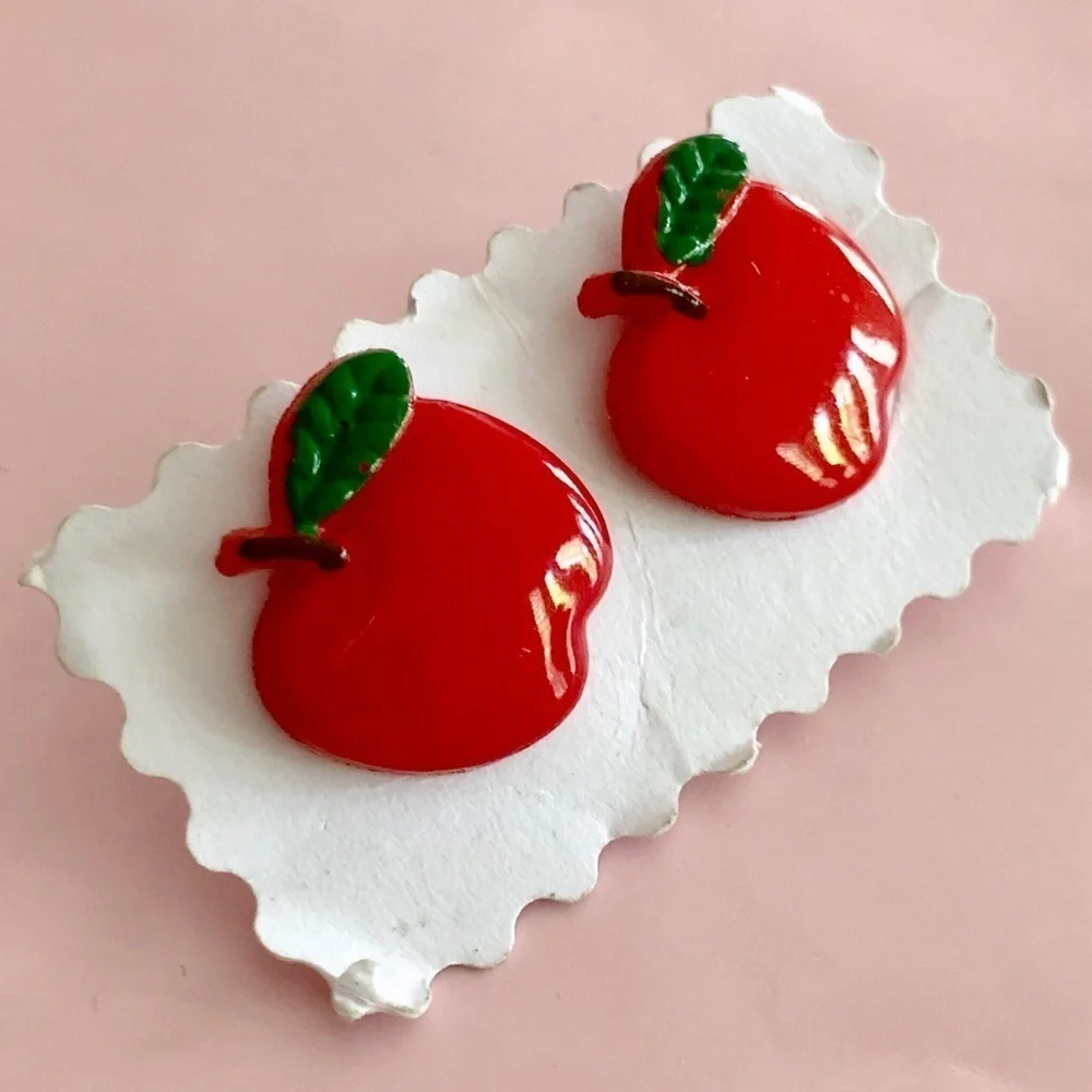 🍎 Lovely Red Apple STUD EARRINGS